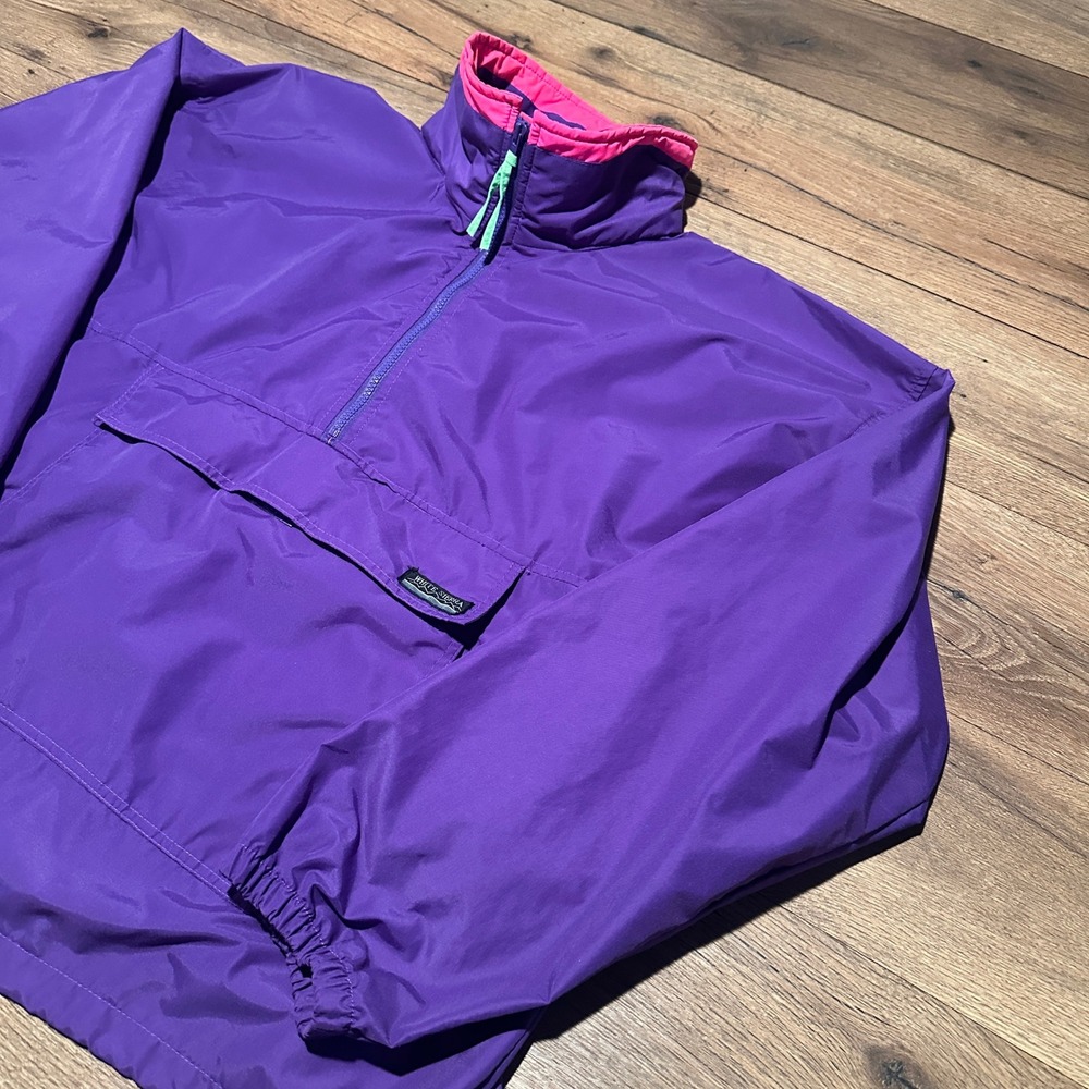 Vintage White Sierra Purple Pink Windbreaker Jacket‎ Womens Large Anorak Y2K